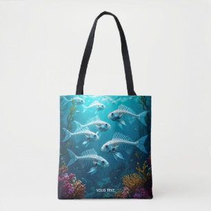 Bolsa Tote Fantasy - Escola de Peixe de Esqueleto