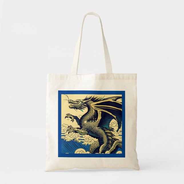 Bolsa Tote Fantasy European Dragon - Woodcut 3 (Frente)