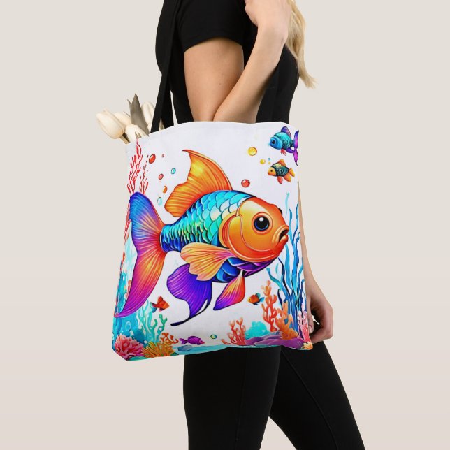 Bolsa Tote Fantasy Fish Scene Design (Close Up)