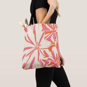 Bolsa Tote Fantasy Floral - Rosa, Laranja e Creme