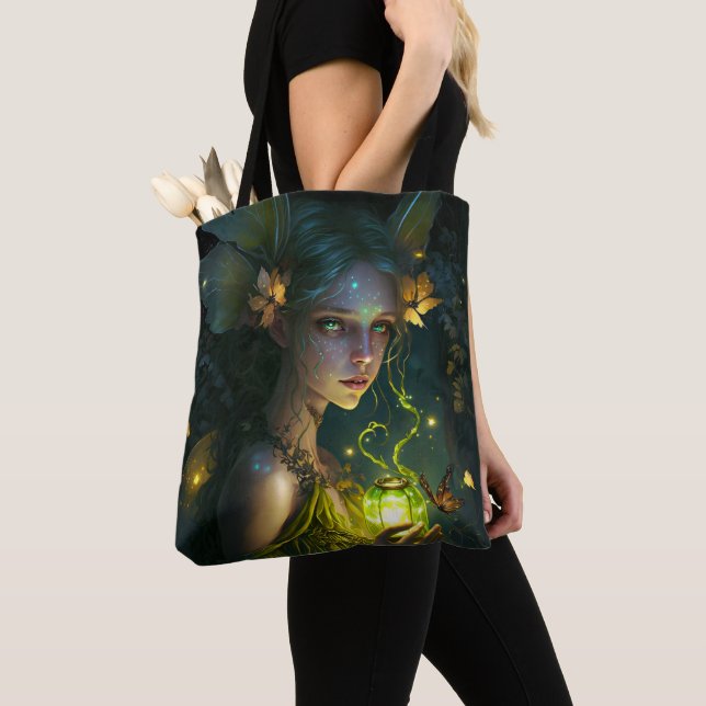 Bolsa Tote Fantasy Linda Floresta Verde Fada (Close Up)
