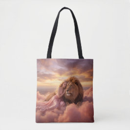 Bolsa Tote Fantasy Lion and Woman in Clouds