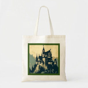 Bolsa Tote Fantasy Medieval Castle - Woodcut 1