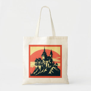 Bolsa Tote Fantasy Medieval Castle - Woodcut 4