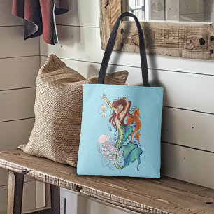 Bolsa Tote Fantasy Mermaid Teal Tail