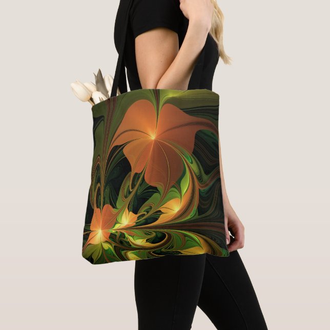 Bolsa Tote Fantasy Plant Abstrato Green Rust Brown Fractal (Close Up)