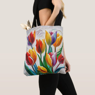 Bolsa Tote Fantasy Rainbow Tulip Buquê