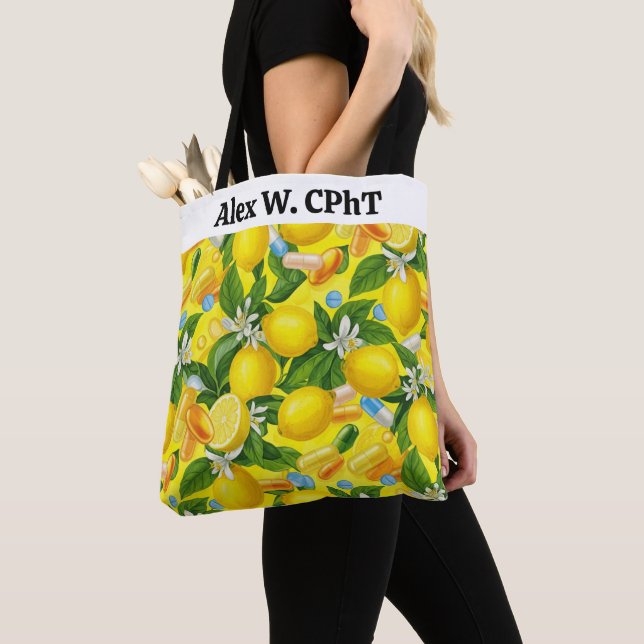 Bolsa Tote Farmácia Personalizada - Saco Limão Amarelo (Close Up)
