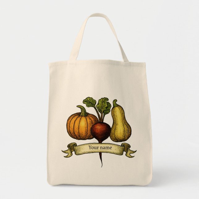 Bolsa Tote Farmhouse Beets Pumpkin and Squash (Frente)