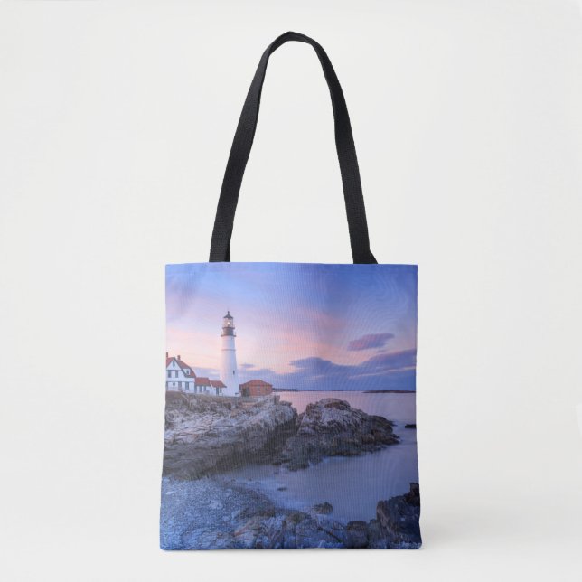 Bolsa Tote Faróis | Cabo Elizabeth, Maine (Frente)