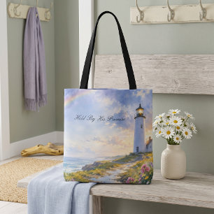 Bolsa Tote Farol Arco-íris Aquarela Costeira
