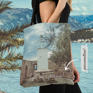 Bolsa Tote Farol branco e oliveira