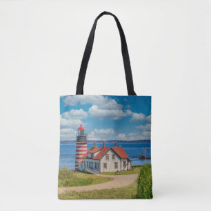 Bolsa Tote Farol de Cabeça de Oeste, Lubec, Maine