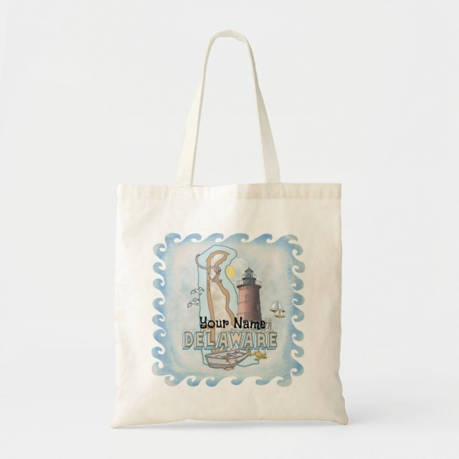 Bolsa Tote Farol de Delaware nome personalizado (Frente)