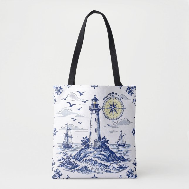 Bolsa Tote Farol e bússola (Frente)