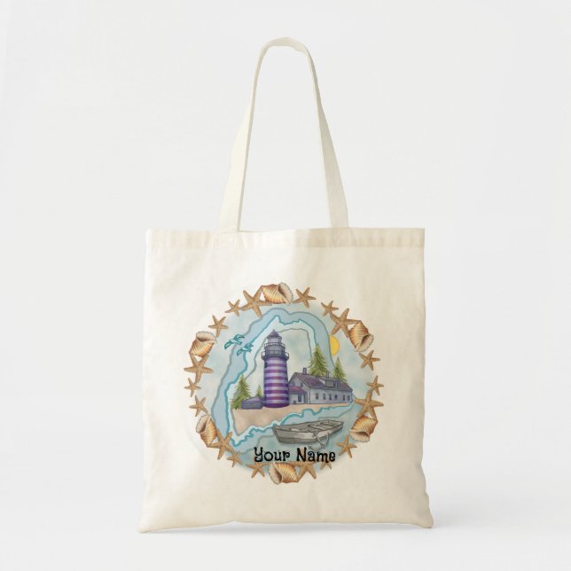 Bolsa Tote Farol Maine Shells  (Frente)