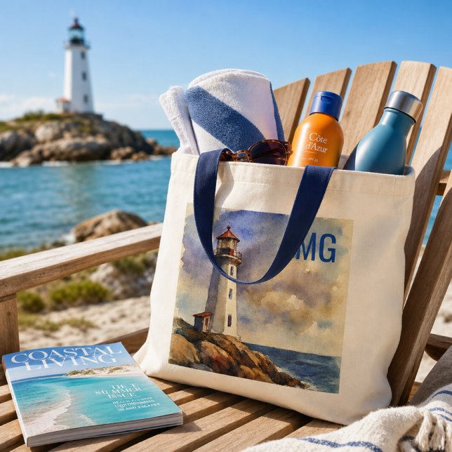Bolsa Tote Farol Náutico Monograma  (Criador carregado)