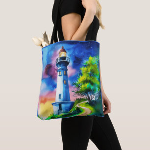Bolsa Tote Farol sob um céu estrelado