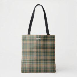 Bolsa Tote Farrell Clan Tartan Tan Xadrez Monograma