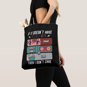 Bolsa Tote Fãs De Animação Engraçadas Comidas E Videos games 