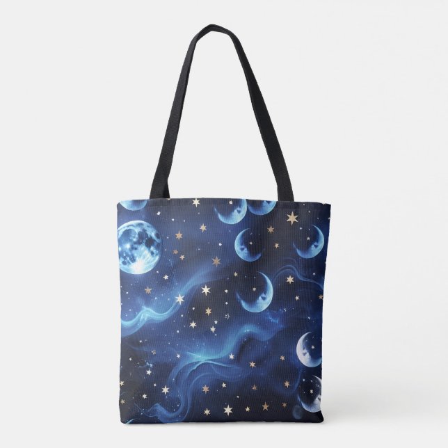 Bolsa Tote Fases da Lua Azul Safira (Verso)