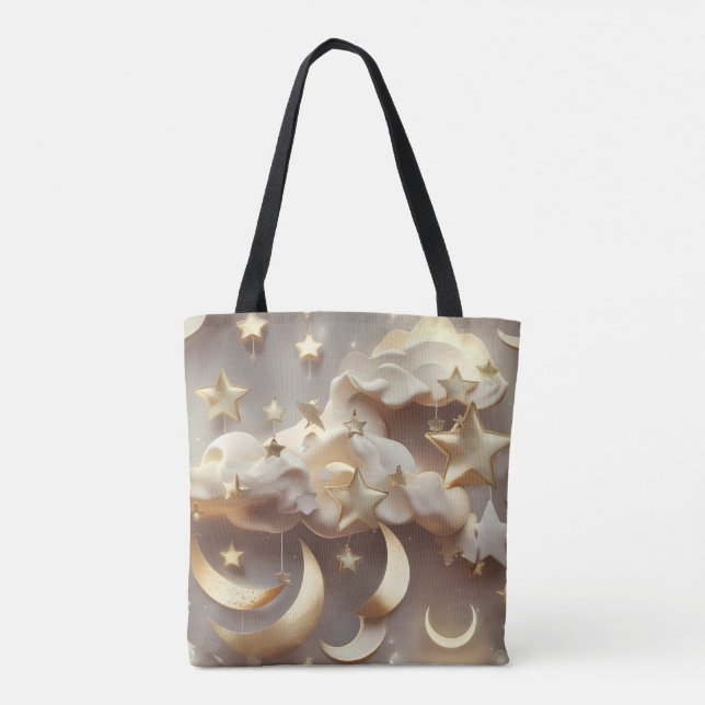 Bolsa Tote Fases da Lua Celestial Creme Suave (Verso)