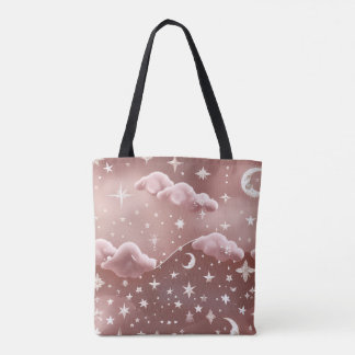 Bolsa Tote Fases da Lua Rosa Corada Sonhadora Estética
