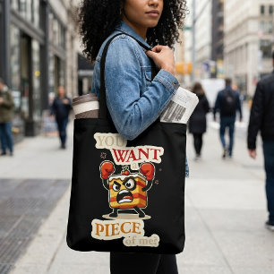 Bolsa Tote Fatia de Bolo Bravo e Engraçado Pronta para Lutar 