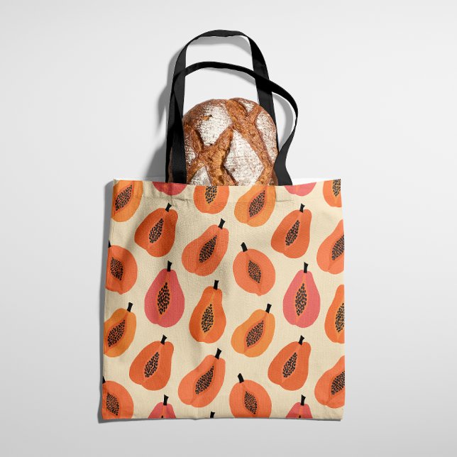 Bolsa Tote Fatia de Sunfruit Papaia Tons Laranja (Criador carregado)