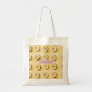 Bolsa Tote Fatias de Banana Amarelas Divertidas Personalizada