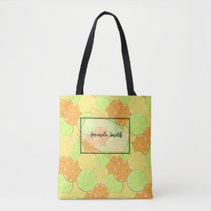 Bolsa Tote Fatias de laranja, limão, limão personalizado