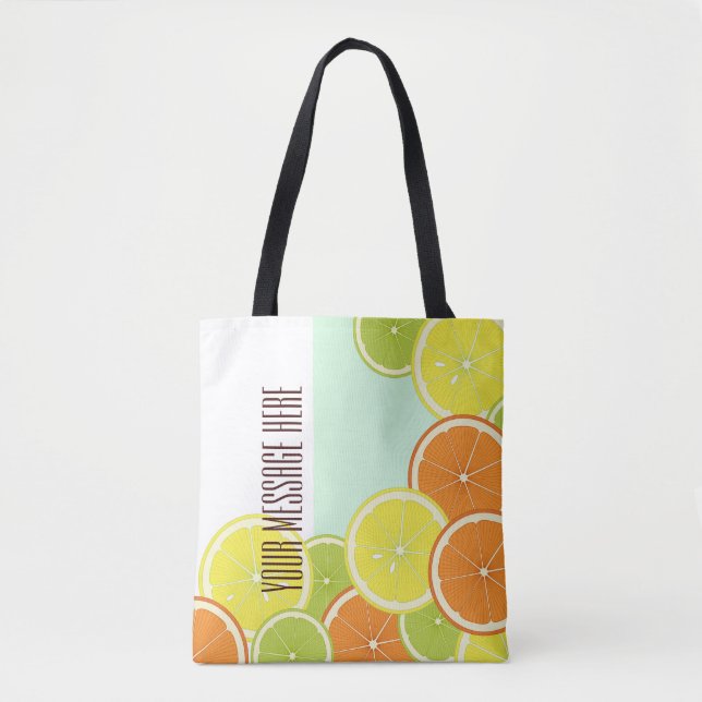 Bolsa Tote Fatias Personalizadas de Fruta Verde de Citros de  (Frente)