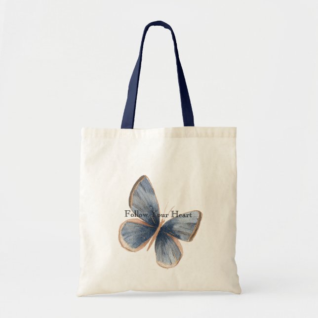 Bolsa Tote Faux Blue Denim Butterfly (Frente)
