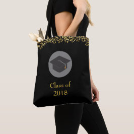 Bolsa Tote Faux Dourado Confetti e Classe de Boné de formatur