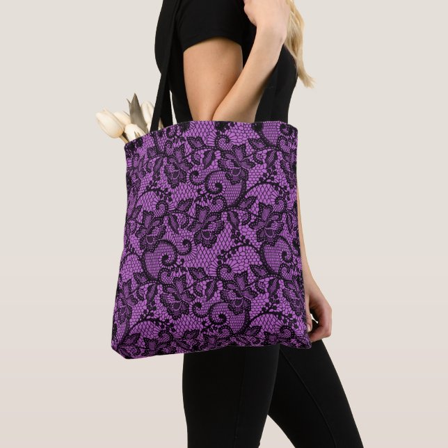 Bolsa Tote Faux Lace Rosa E Preto (Close Up)