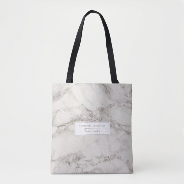 Bolsa Tote Faux Marble Alabaster Taupe Tan Modern (Frente)