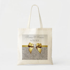 Bolsa Tote Faux Silver Sequins Dourado Favor de Casamento do 