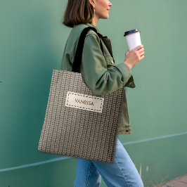 Bolsa Tote Faux Sweater Knit Custom Name & Quote