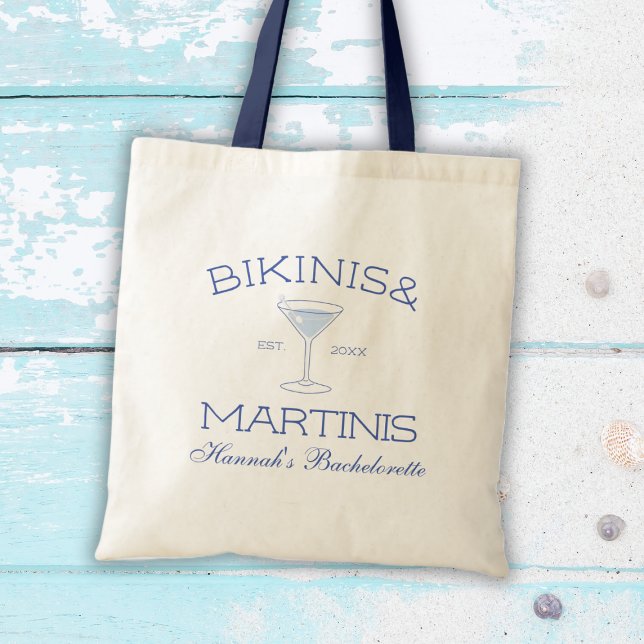 Bolsa Tote Favor da Bachelorette Praia Bikinis & Martinis (Bikinis & Martinis Beach Bachelorette Favor Tote Bag)