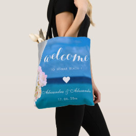 Bolsa Tote Favor de Boas-vindas do Elegant Floral Ocean Beach