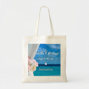 Bolsa Tote Favor de Casamento de Verão de Praia no Oceano Fl