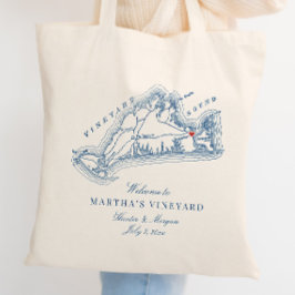 Bolsa Tote Favor de Casamento em Edgartown MA Azul-Marinho Be