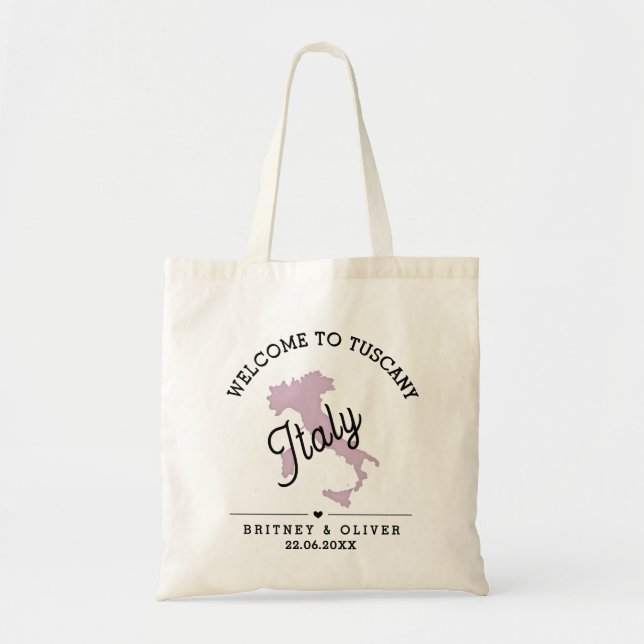 Bolsa Tote Favor de Casamento na Itália Toscana (Frente)