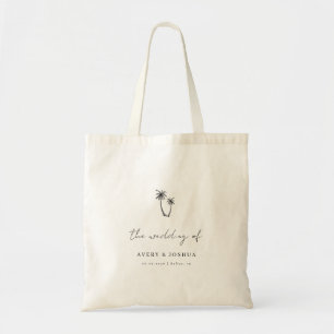 Bolsa Tote Favor de Casamento Tropical de Palmeira Desenhada