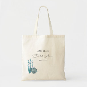 Bolsa Tote Favor de Chuveiro de Noiva Concha Azul Marítimo Co