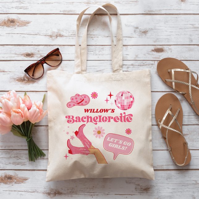 Bolsa Tote Favor de despedida de solteira Last Disco Rodeo (Pink Cowgirl Bachelorette Tote Bag)