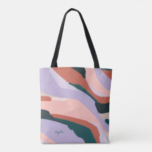 Bolsa Tote Favor de Nome Personalizado de Arte Abstrato Moder