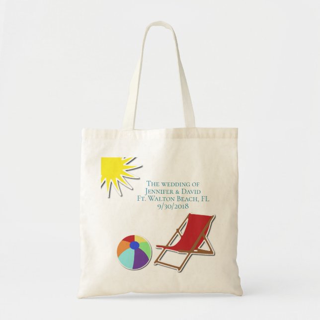 Bolsa Tote Favor de Tote Bag Guest Beach Weding (Frente)