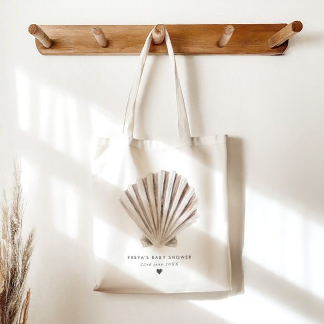 Bolsa Tote Favor do Chá de fraldas Shell (Zazzle Shell Baby Shower Favor Tote Bag)