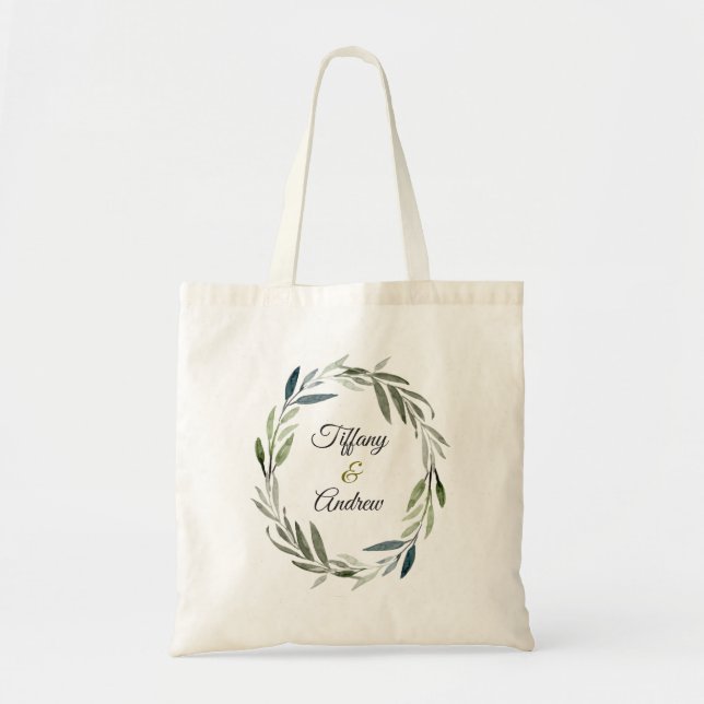 Bolsa Tote Favor do Presente de Wreath Wreath de Azeite Verde (Frente)
